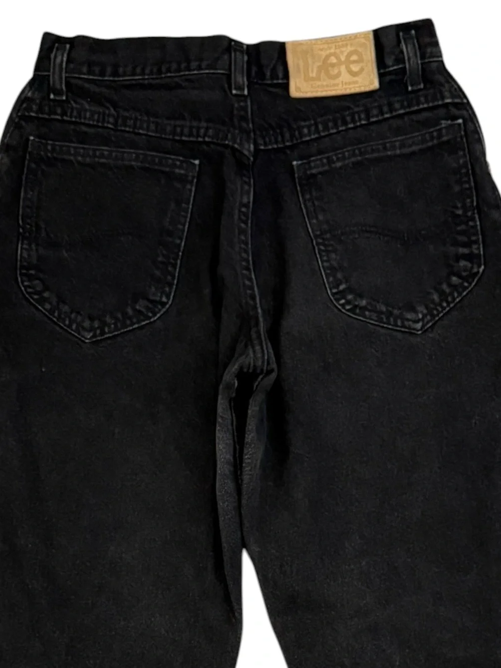VTG 90s Lee Black Jeans Tapered High Rise USA 30x32 Faded Mens Denim Fits 27x30